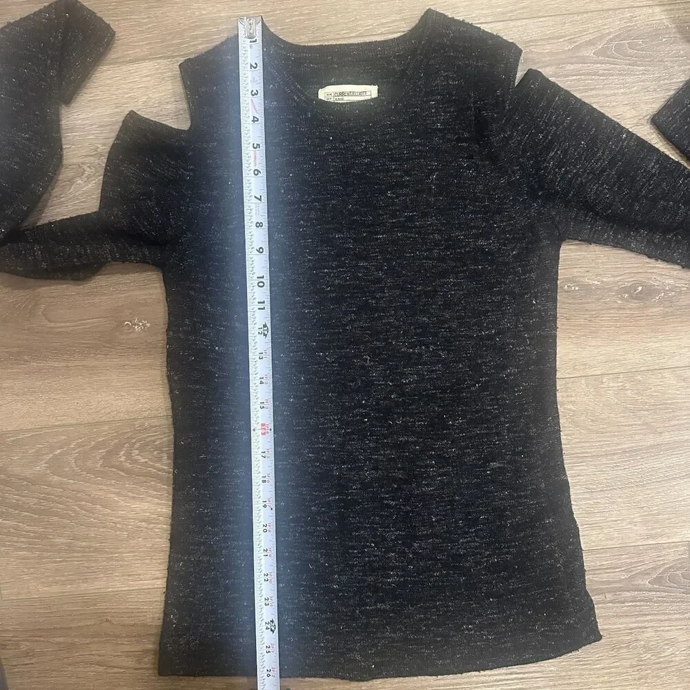Current Elliott Cold Shoulder Knit Sweater Charcoal Black Long Sleeve Top - 0 XS